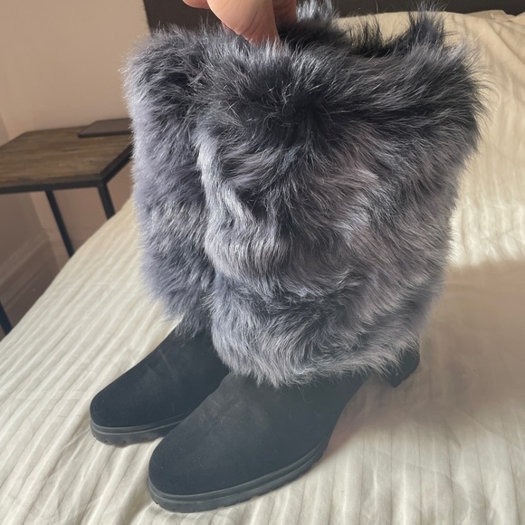 Stuart Weitzman Heel Boots with Furry Trim - Picture 5 of 10